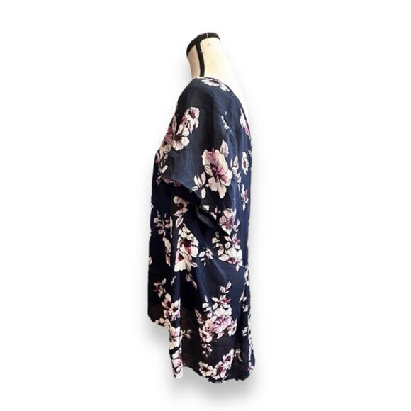 Women’s torrid 2 Navy Floral Print Georgette Pleated Back Top 18 20 2X XXL - Picture 5 of 11